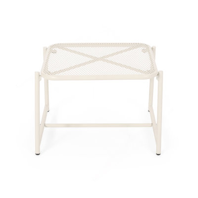 Modern Iron Mesh Top Side Table With Sled Base, For Outdoor And Indoor Use, Enhancing Any Decor