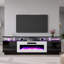 Bhhatu 2 Tier High 70" Gloss TV Stand with Electric Fireplace Included, Black/White-554877224-568119055