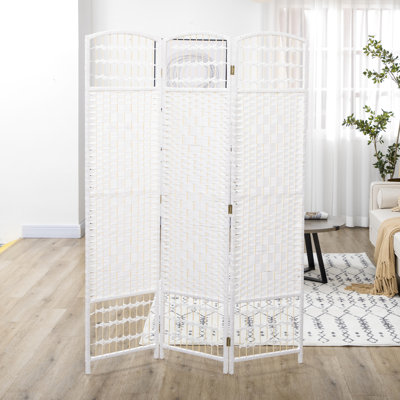Paravent 3 panneaux pliable, écran d'intimité 5,6 pi, cloison en fibre blanche pour la maison, le bureau, élégant et polyvalent