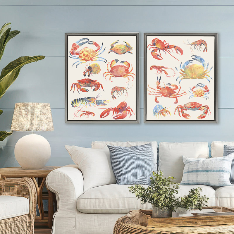 Ensemble de 2 cadres flottants Aquatic Crustacean Collection, design par June Erica Vess, H 31 po x l 25 po