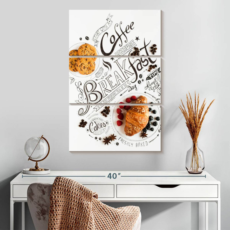 Yarlin Breakfast Typography Pastries, 32" H x 20" W
