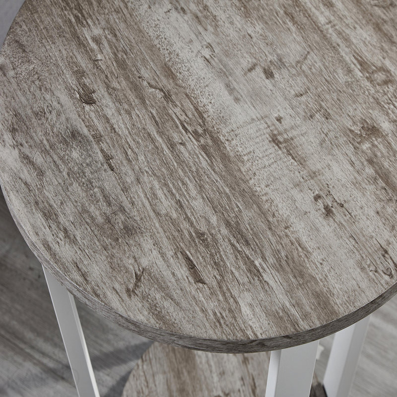 Elysian Contemporary Round End Table With Shelf - Gray