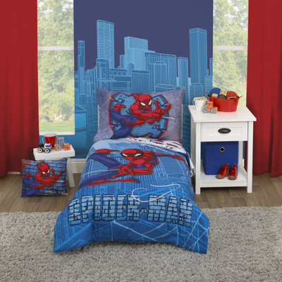 NoJo Marvel Spiderman Wall Crawler 4 Piece Toddler Bedding Set