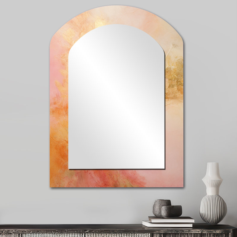 Miroir en forme de désert doré doré et spirale III, 34 po x 25 po