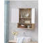 Armoire murale de salle de bain avec porte double, tablette inférieure, portes à motifs ondulées, tablette intérieure réglable, installation facile, bois blanc et naturel