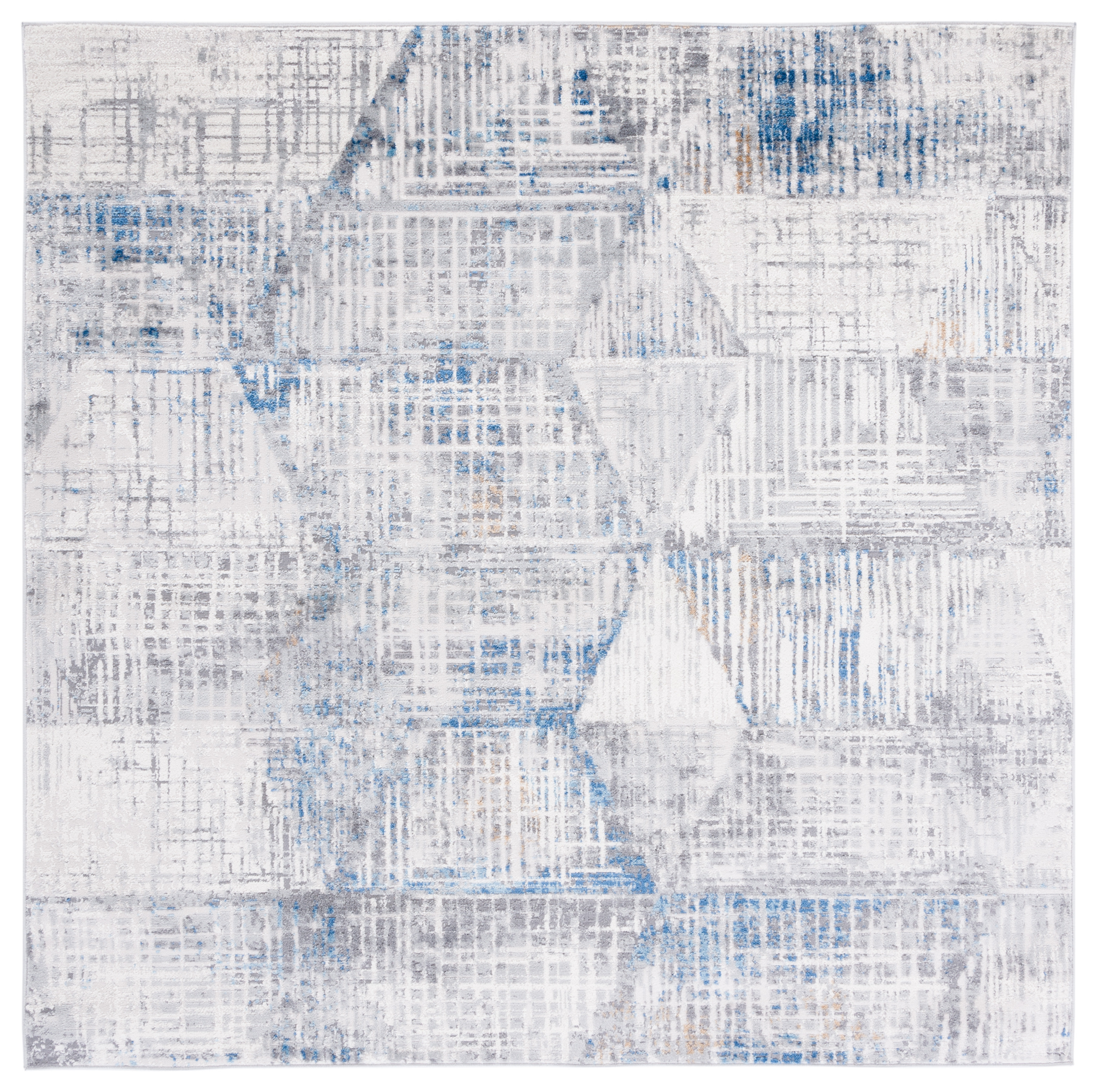 17 Stories Abstract Ivory/Blue Area Rug | Wayfair