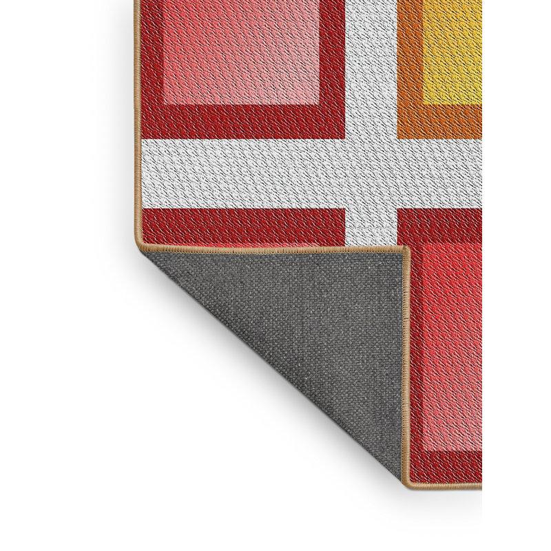 Tapis rouge à motif géométrique, Rectangle 5 pi x 8 pi