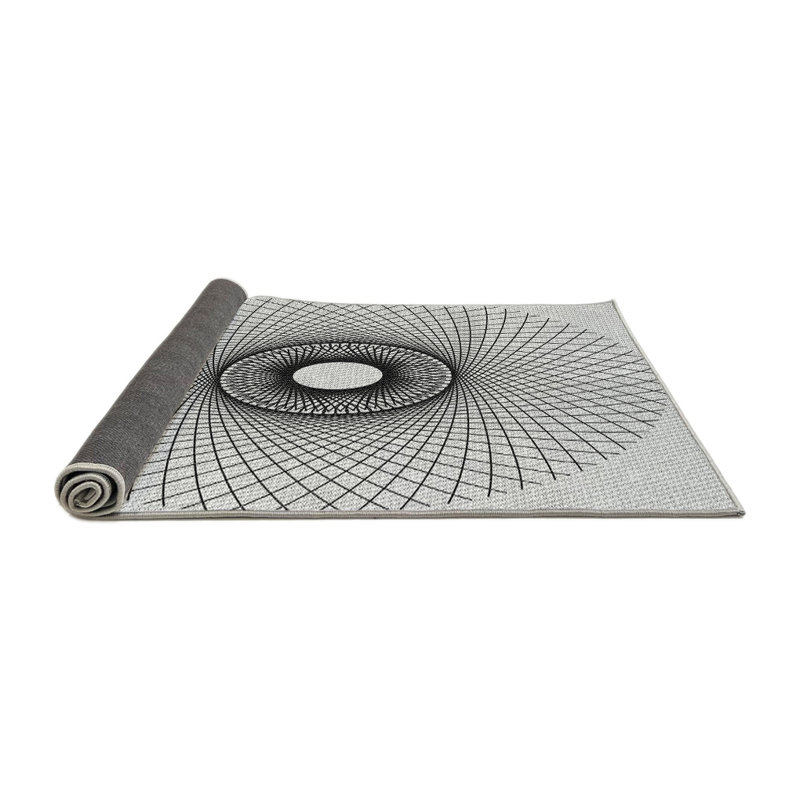 Tapis noir/blanc cassé à motifs, Rectangle 7 pi x 10 pi