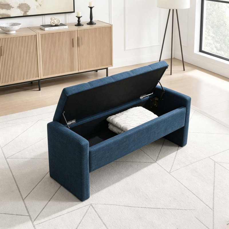 Banc de lit moderne avec rangement, Navy Blue