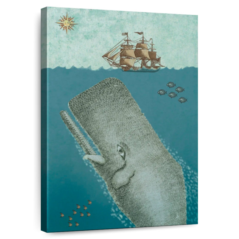 Baleine et bateau I, H 45 po x l 30 po