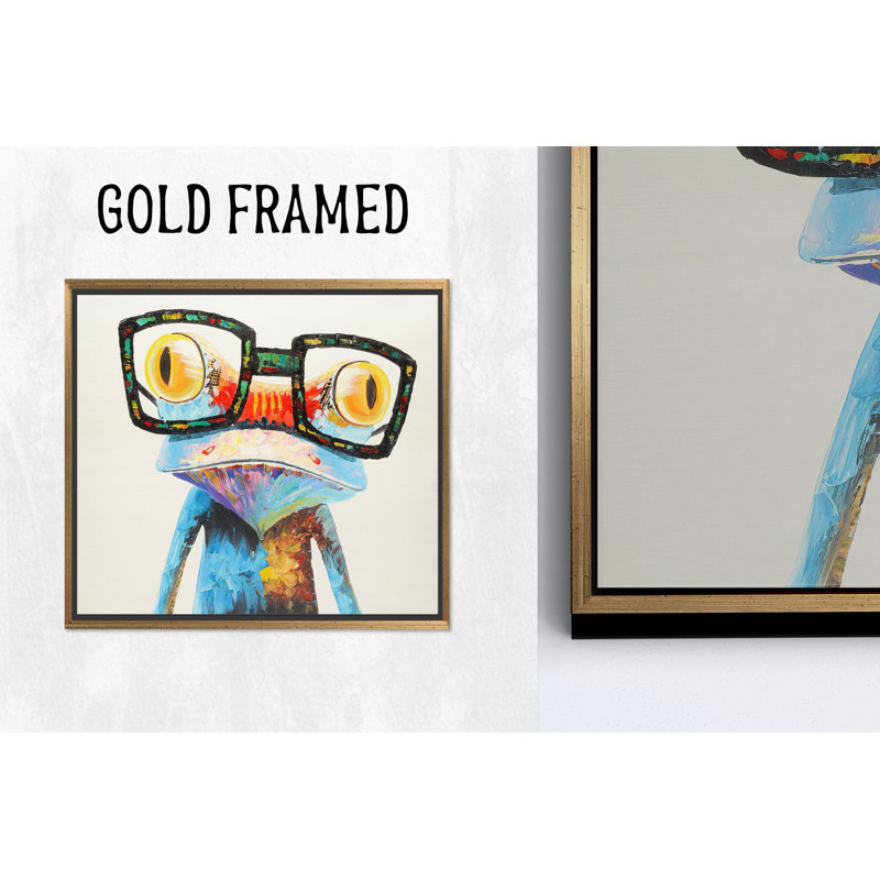 Décoration murale moderne en verre - œuvre d'art imprimée sur toile par Rainbow Frog, 1P GoldFramedCanves