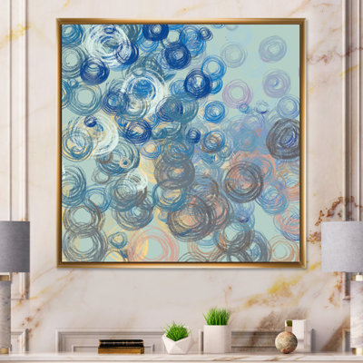 «Green and Blue Grunge Circle Art», reproduction d'art sur toile encadrée