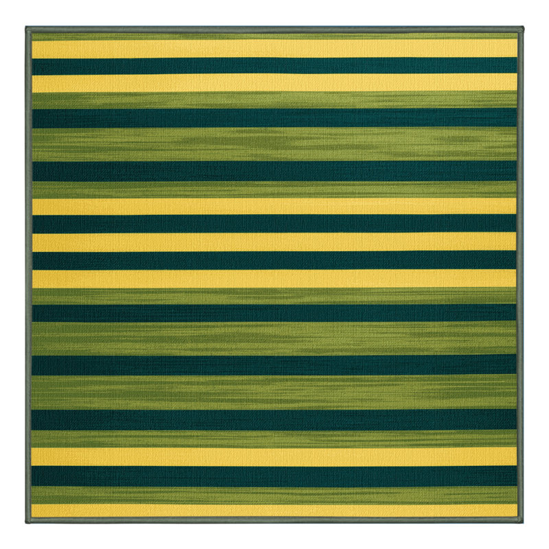 Tapis vert à rayures horizontales lavable à la machine, Carré 5 pi