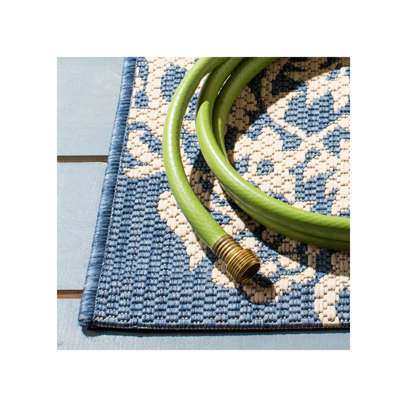 Holms Performance Damask Indoor/Outdoor Area Rug, Square 6'7"