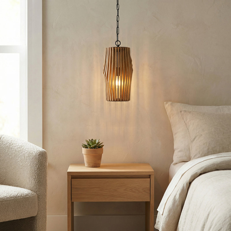 1 - Light Wood Cylinder Pendant