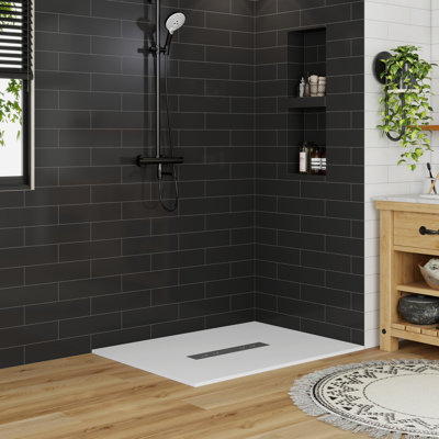  Base de bac de douche rectangulaire à profil bas SMC 48/60 "x P 32/36", plusieurs tailles, antidérapant, couvercle de drain