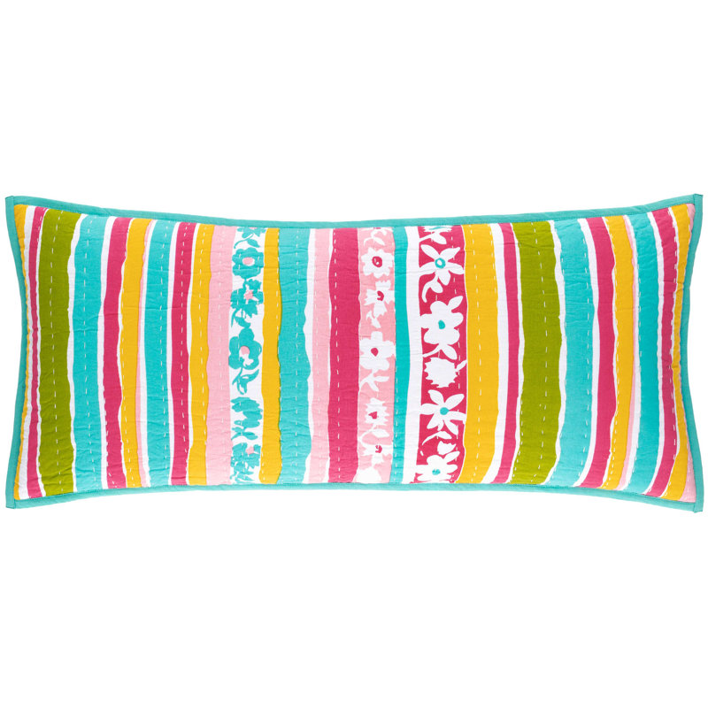 Housse de coussin rectangulaire 100% coton, Vert et bleu