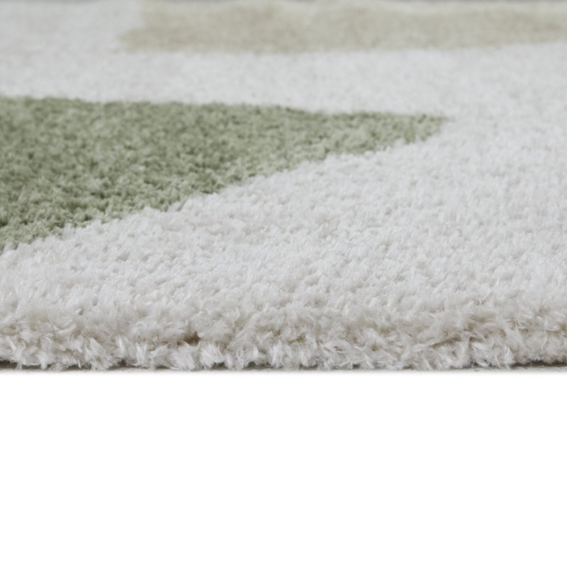 Lorilai Abstract Machine Woven Rectangle 5'3" x 7' Recycled P.E.T. Area Rug in Cream/Green/Brown