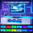 90" 2-Tier High Gloss TV Stand With Electric Fireplace Included, LED Light Strip-1846957112
