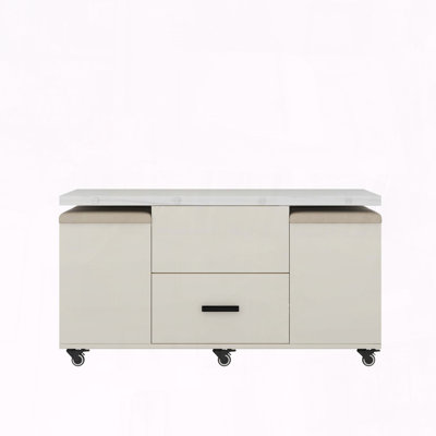 Modern Lift-Up Coffee Table with 2 Stools, Hidden Storage, and Hydraulic Lift