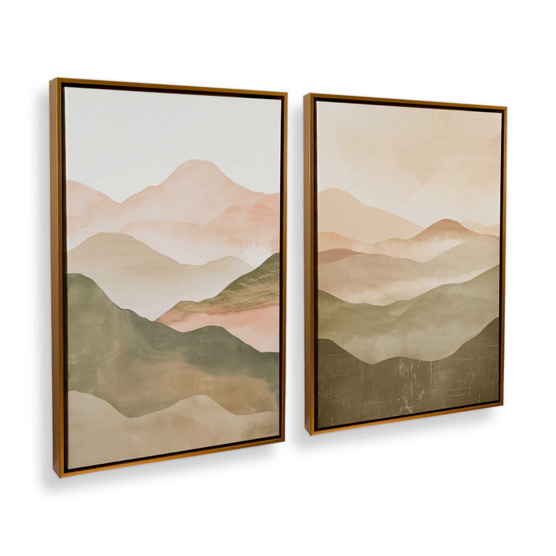 Sunset Jasper, ensemble de 2, H 13 po x l 18 po, Cadre flottant or poli