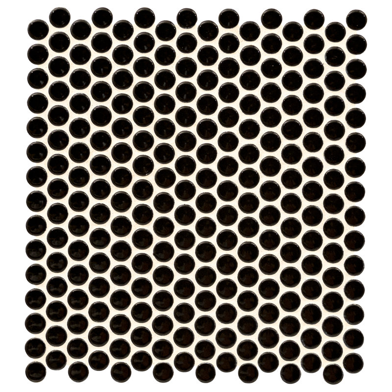 Carreau de mosaïque de plancher et de mur en porcelaine brillante 12 po x 13 po Nivora Caviar, Caviar Nivora brillant
