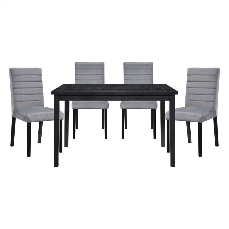 Table de salle à manger rectangulaire, fini brun brillant, 4 couverts, placage frêne sur bois d'ingénierie, 120,6 cm (47,5 pouces).