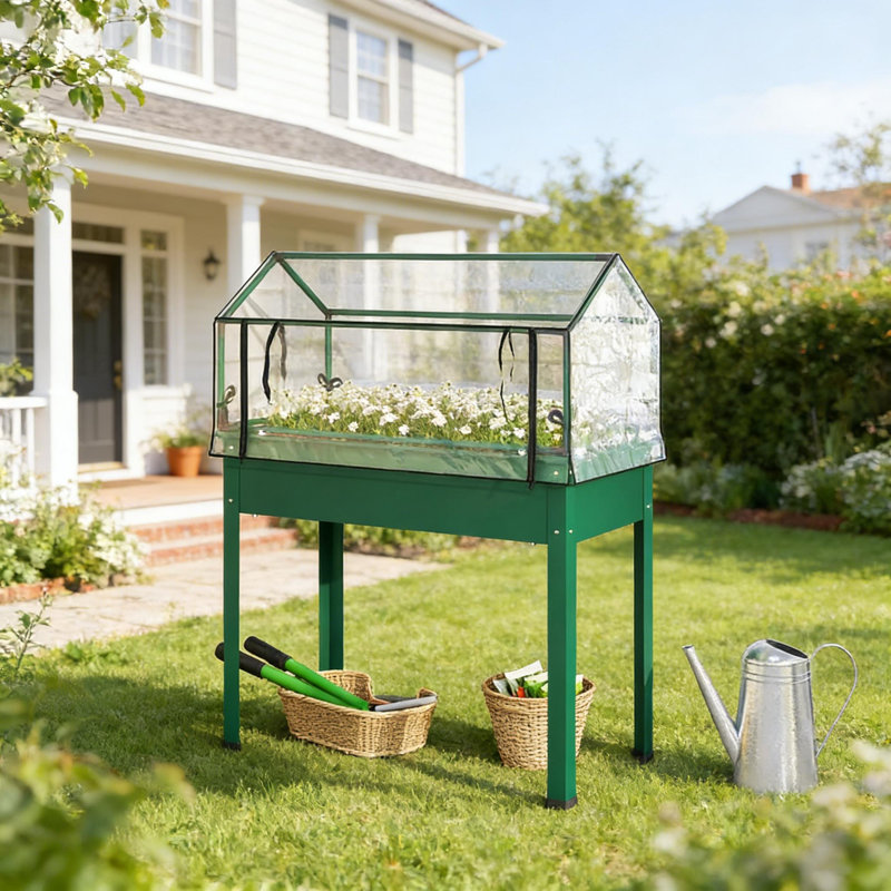 Modern Elevated Garden Box,Plant Bed, Green