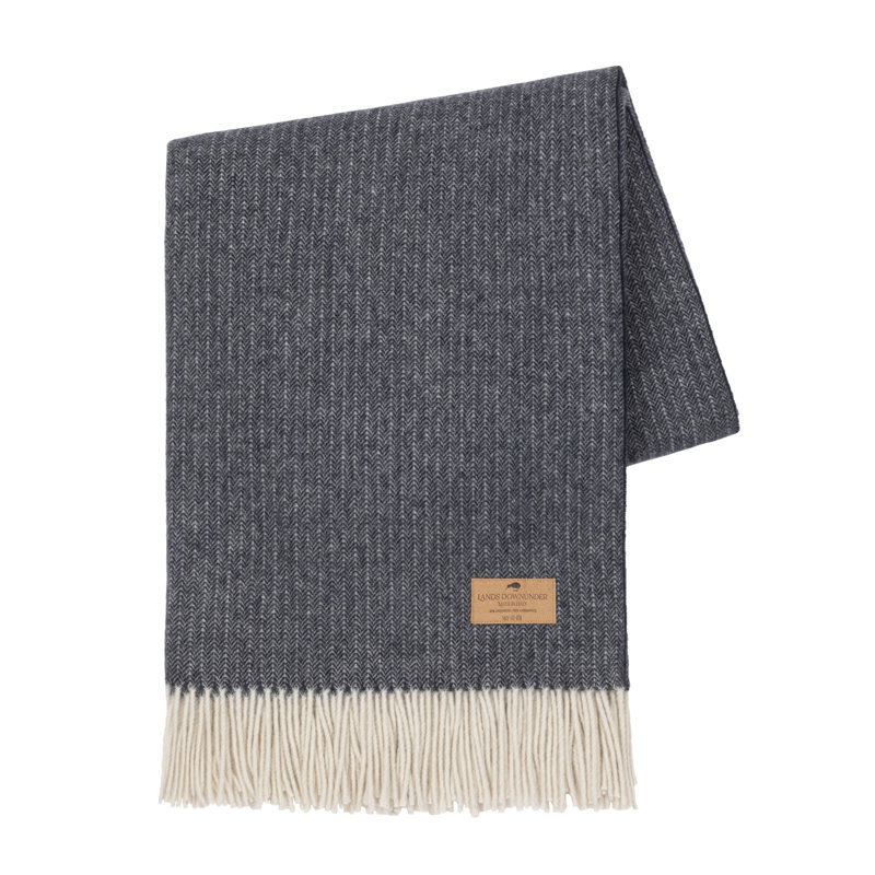 Pinstripe Cashmere/Lambswool Throw, Navy