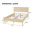 Structure de lit plateforme grand lit en bois avec tête de lit à panneau classique, support de lattes en bois, aucun sommier requis, assemblage facile, naturel