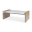 Table basse 48 "en bois massif naturel et blanc et marbre véritable