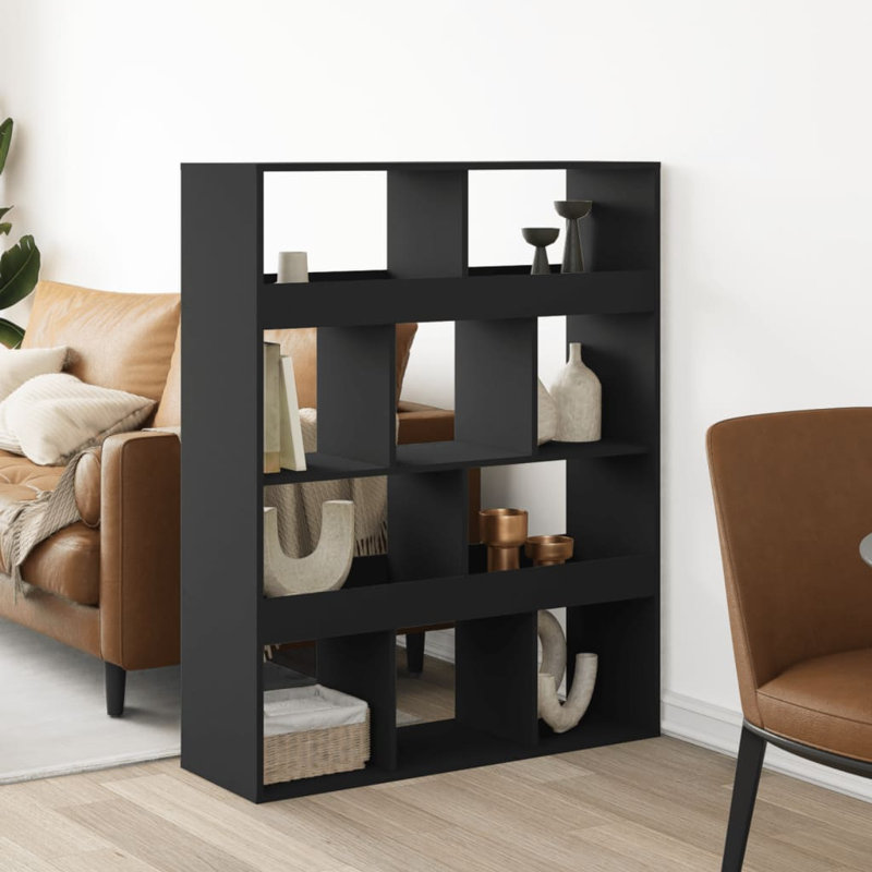 Angelinne 100cm W Bookcase, Black, 125.5cm H x 100cm W x 33cm D