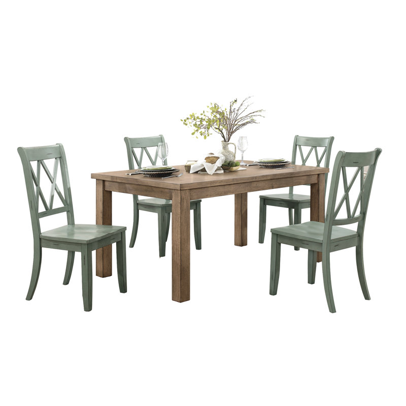 2 pièces, chaises de salle à manger bleu sarcelle, dossier, structure en bois, 10,75 po de hauteur, paquet de 2 chaises de style décontracté, siège de 17,5 po