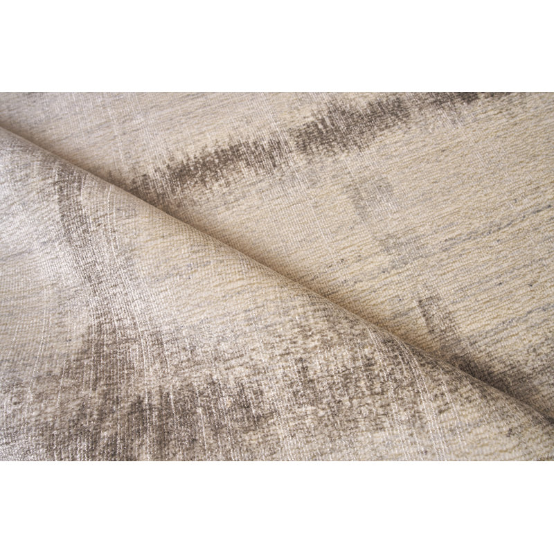 Chroma Hand Loomed Geometric Area Rug in Ivory/Silver, Rectangle 9' x 12'