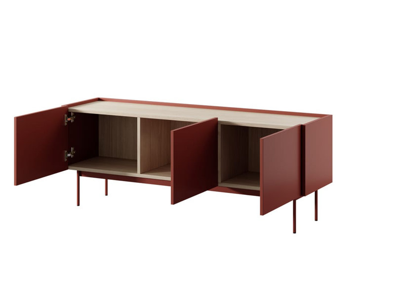 Chavey Coffee Table with Storage, Red