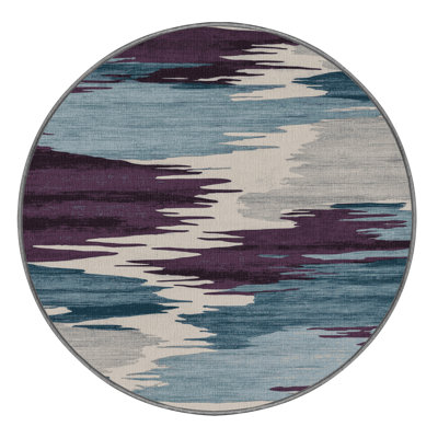 Machine Washable Watercolor Gray Area Rug