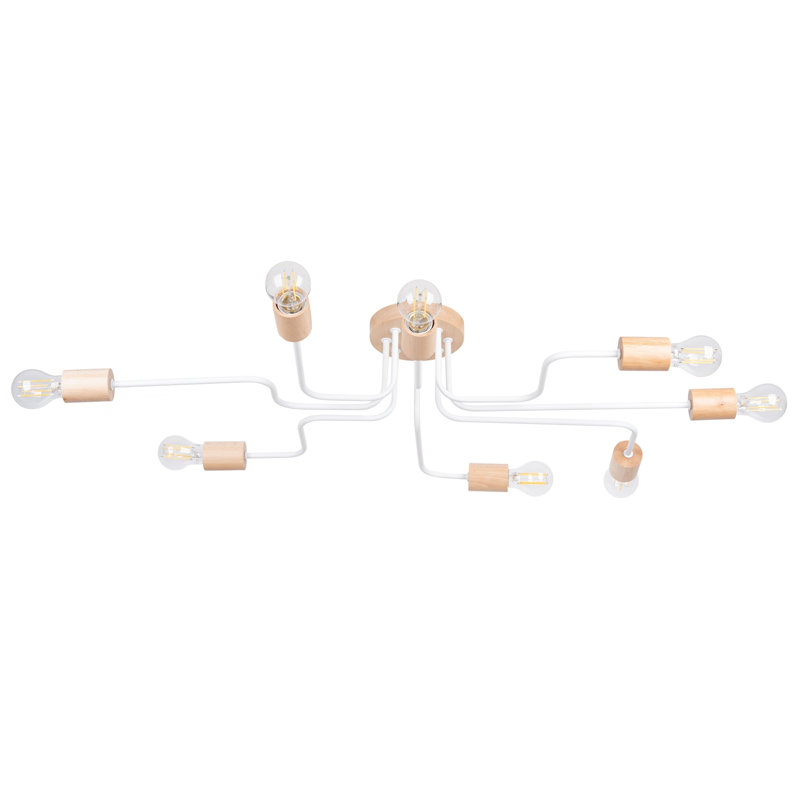 Chandelier, 16.5cm H x 60cm W x 100cm D, White, 8 Lights