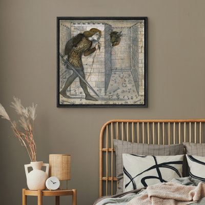 «Mythologique héros dans le labyrinthe», thésée et histoire de minotaure, impression sur toile encadrée