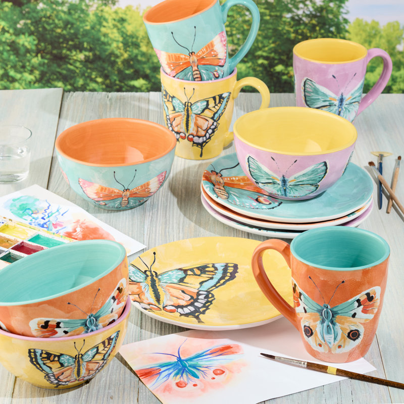 Ensemble de 4 assiettes à salade 8,5 "Butterflies