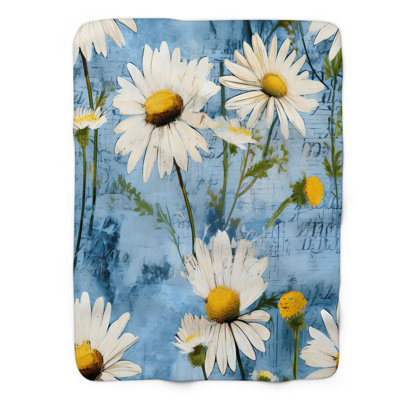 Mixed Daisy Ensemble - 1 Piece Premium Sherpa Blan Throw Blanket