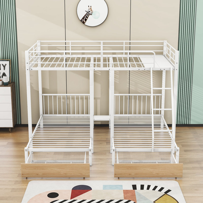 Vittoria Full over Twin and Twin 2 Drawer Triple Bunk Bed by Mason Marbles, White