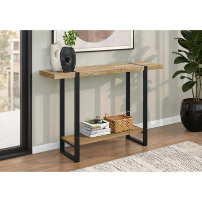 Table d'appoint moderne moderne avec plateau en bois de manguier et pieds en métal noir