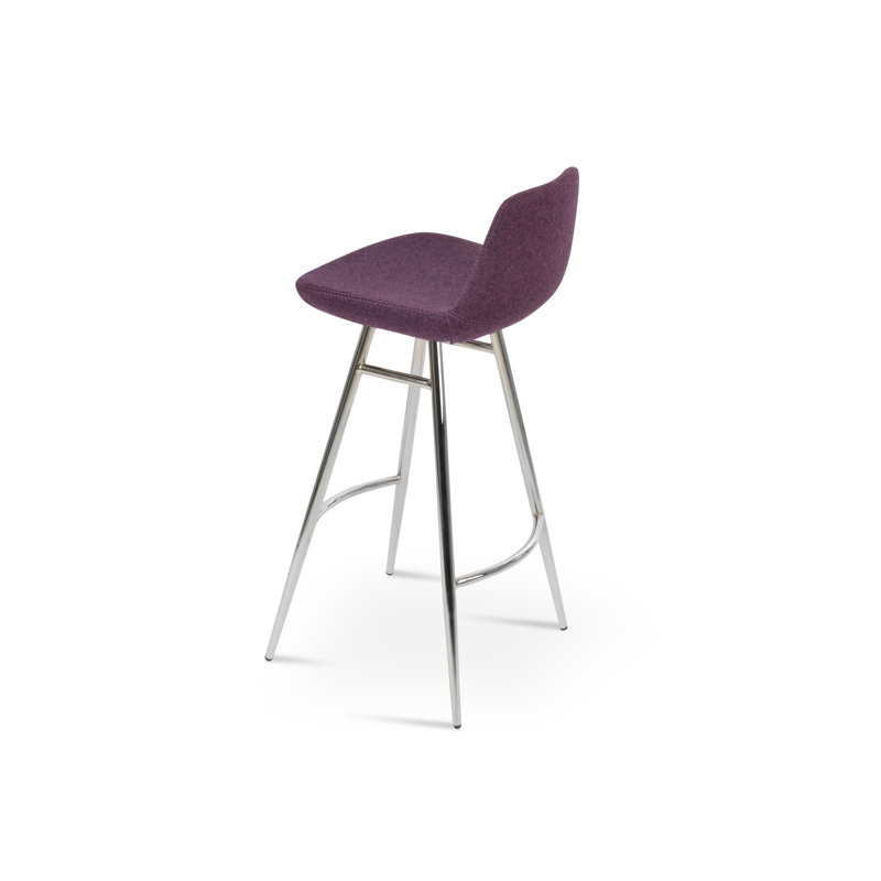 Tabouret de comptoir en laine Pera, Laine marron foncé