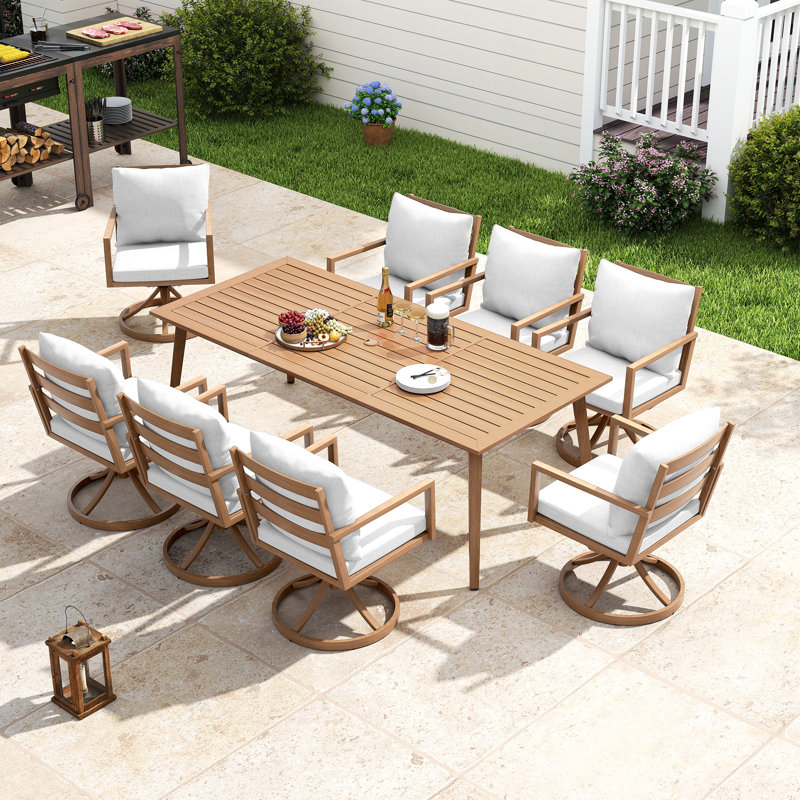 Ensemble repas 9 pièces Michael, H 28,5 po x l 38 po x P 84,7 po, 9 pièces : table, 8 chaises