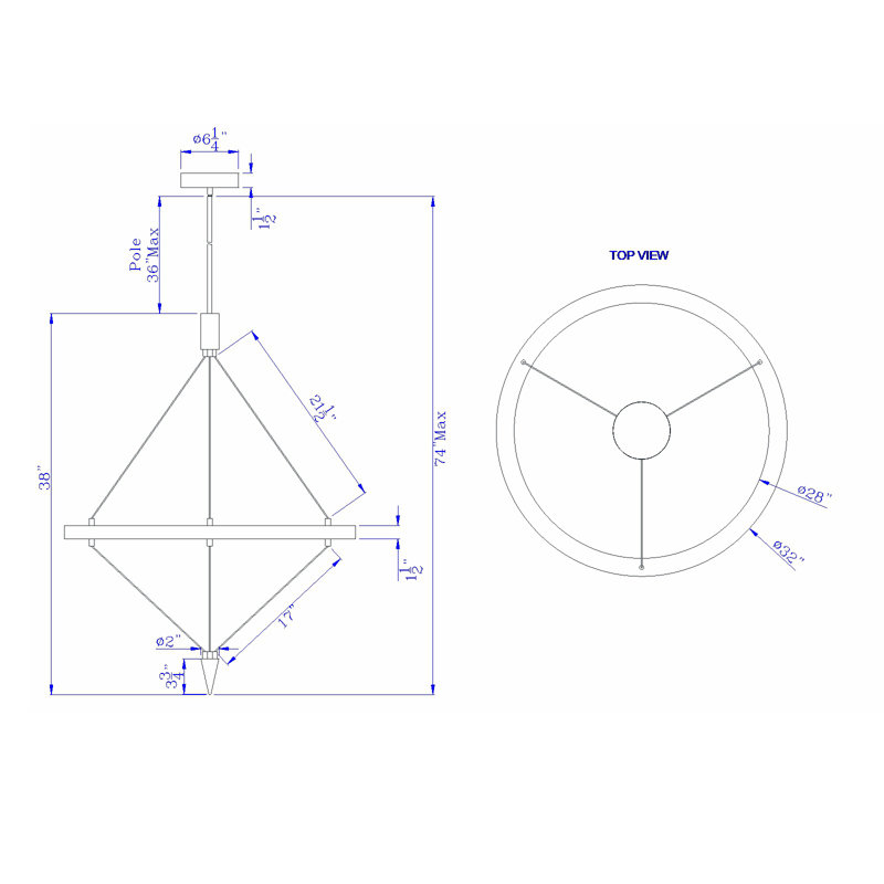 Luminaire suspendu géométrique unique à 1 lumière à DEL Myren