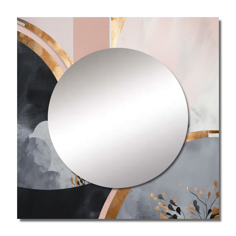 Kimblyn - Grand miroir carré floral abstrait pour décoration murale, 29 po x 29 po