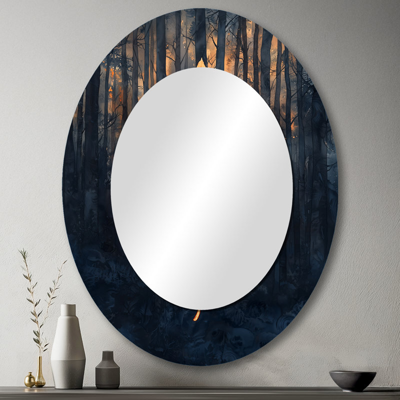 Miroir décoratif floral ovale moderne sur fond harmonieux, 43 po x 33 po