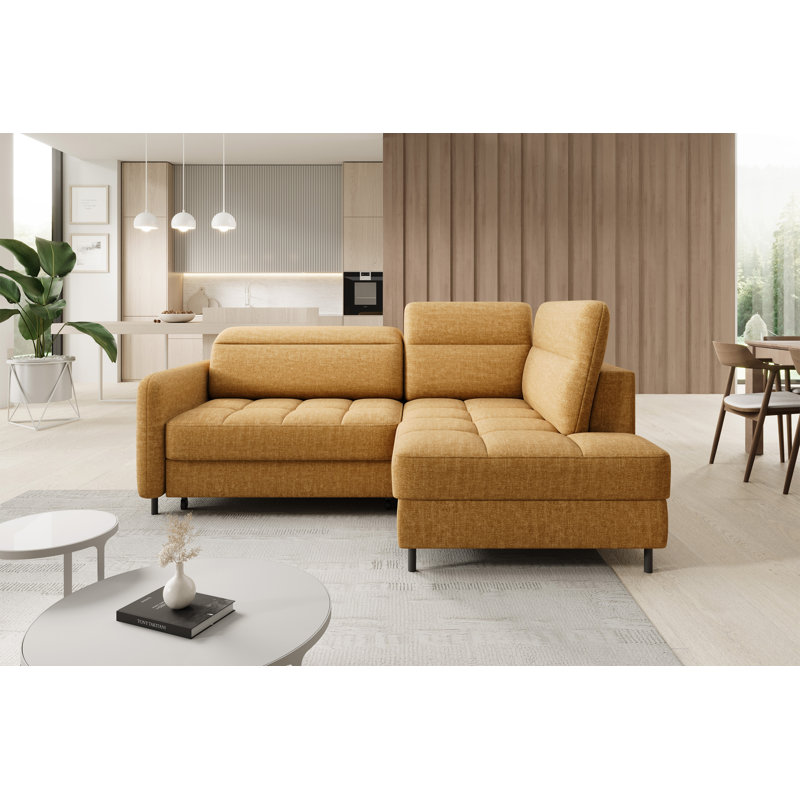 Bopha 3 Seater Sofa Bed, Yellow, Right Hand Facing