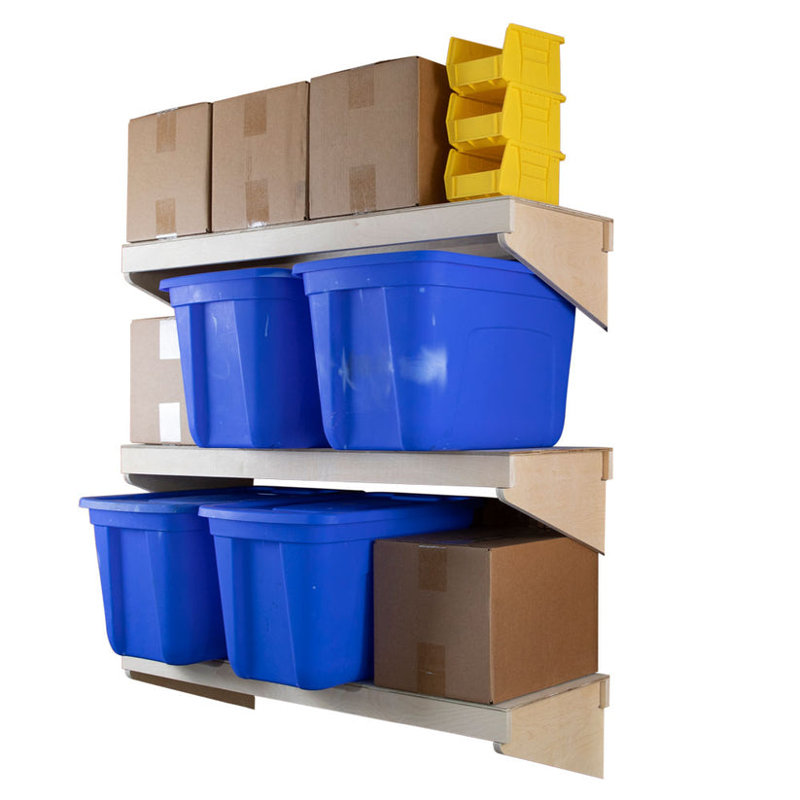 3 Tier Wall Shelf, Unfinished (16" x 48"), 16" H x 48" W x 16" D