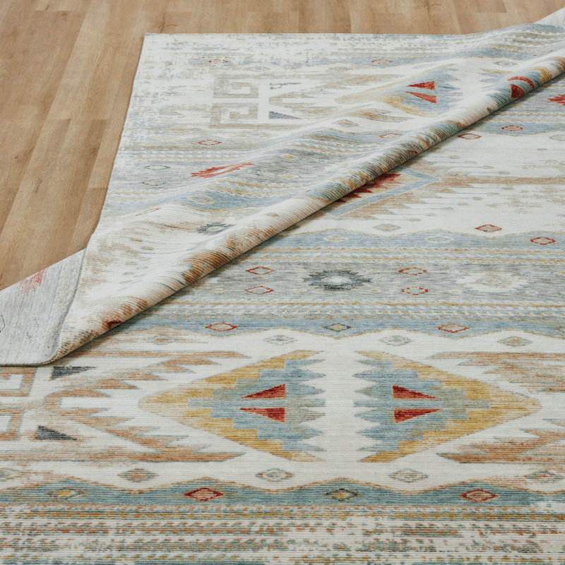 Sundance Mesa Weathered Ivory Teal Wool Hand Crafted Area Rug, Rectangle 12' x 15'